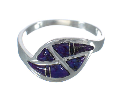 Southwestern Magenta Turquoise Inlay Genuine Sterling Silver Jewelry Ring Size 8-1/4 QX74474